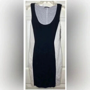 New NWT VELVET GRAHAM & SPENCER Black White Color block Sleeveless Dress Medium